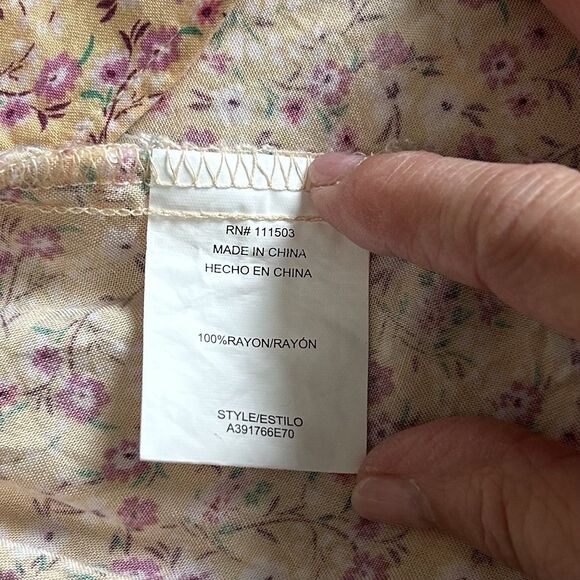 As U Wish Dress Women Large Peach Floral Smocking Boho Peasant Fairy Princess - Picture 4 of 11